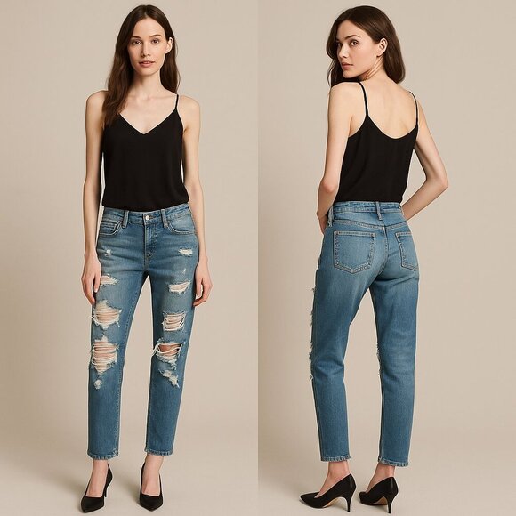 AF✨ABERCROMBIE & FITCH Women’s Low-Rise Ames Slim Boyfriend Jeans - Sz 24/00R👖 - Picture 1 of 15